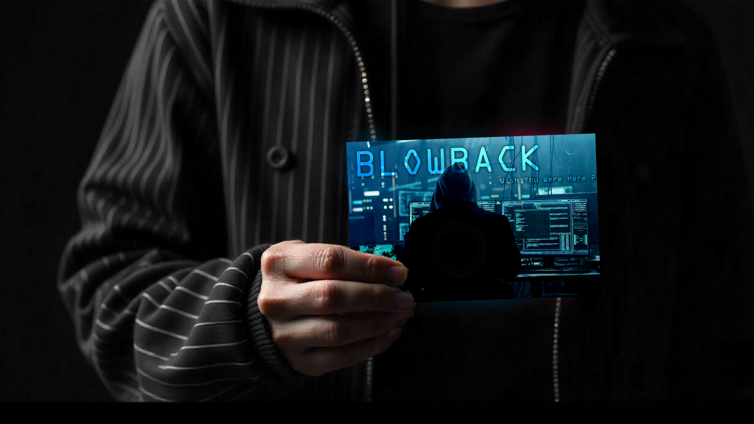 A person holding enigma emporiums game called